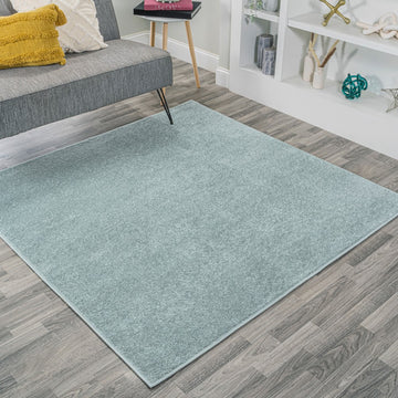 Haze Solid Low-pile Area Rug Light Blue